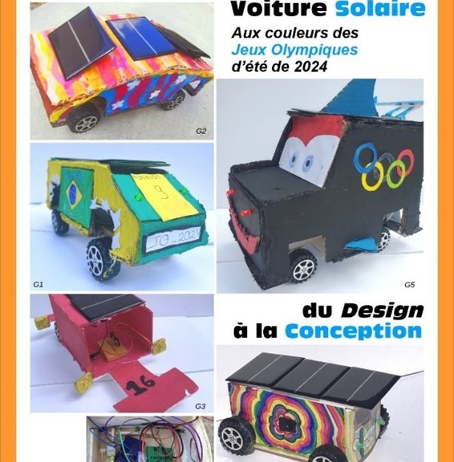 Réalisation des voitures solaires par les élèves de 4ème et 3ème aux couleurs des jeux olympiques avec Jean-Jacques Rodriguez